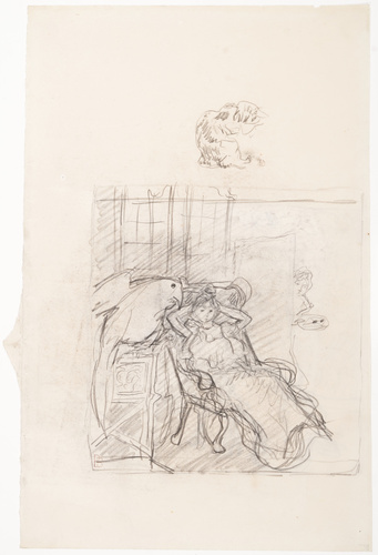 Pierre Bonnard - Misia assise dans un intérieur avec un perroquet, étude de chat