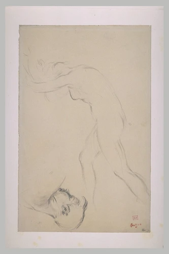 Edgar Degas - Femme nue, debout, se dirigeant vers la gauche et tête d'homme