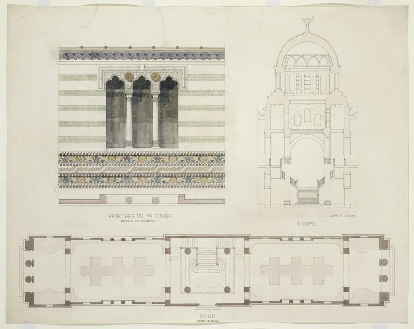 Jean-Camille Formigé - Projet pour l'Exposition universelle de 1900, pavillon ro...