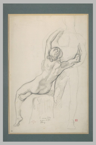 Joseph Blanc - Femme nue, assise, enlaçant un homme nu