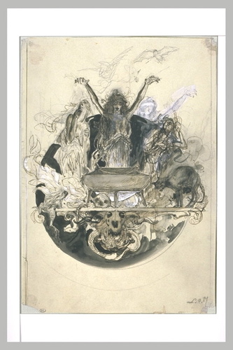 Luc Olivier Merson - Projet d'illustration pour Macbeth : Les trois sorcières da...