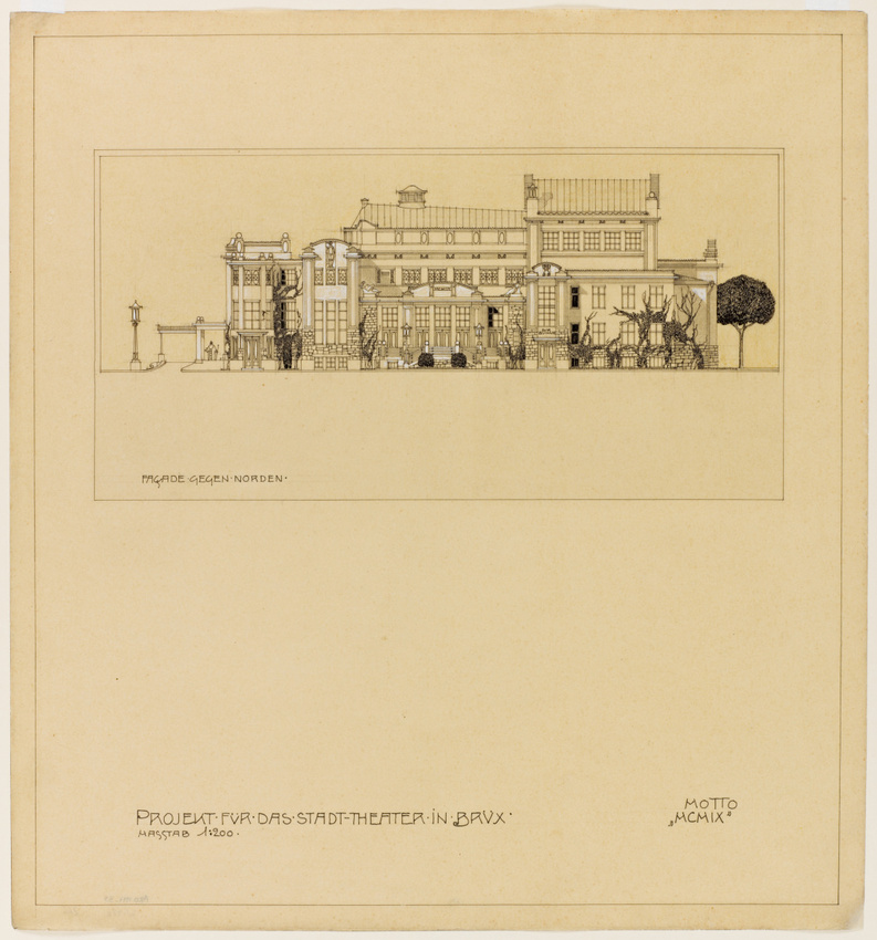 Marcel Kammerer - Projet pour le théâtre de la ville de Brüx, élévation latérale...