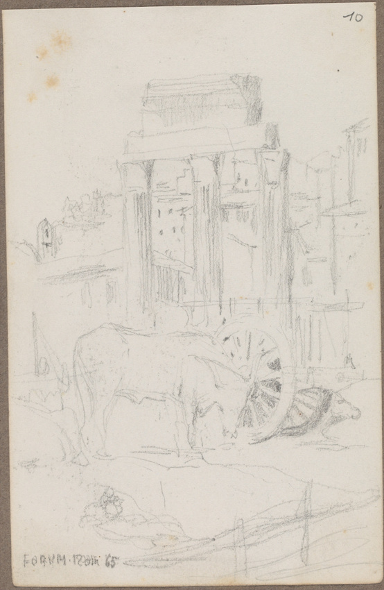 Louis Boitte - Un boeuf devant les colonnes du temple de Castor et Pollux