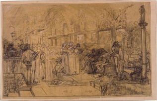 Luc Olivier Merson - Hommes et femmes chantant et jouant de la musique