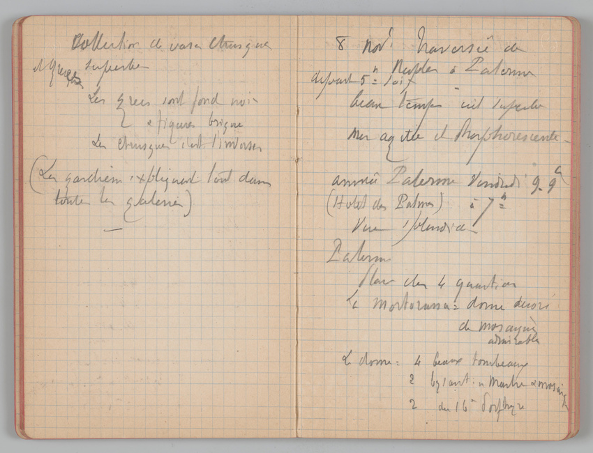 Charles-Justin Le Coeur - Carnet de notes concernant son voyage en Italie