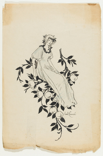 Emile Causé - Jeune femme sur une branche de fruits