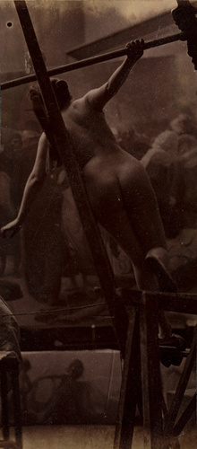 Jacques Lalaing de - Modèle féminin nu debout de trois quart dos s'appuyant cont...