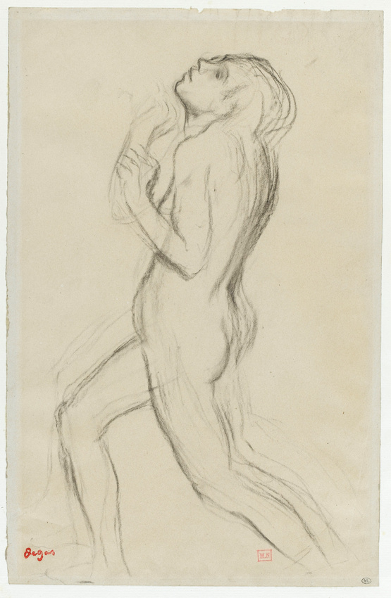 Edgar Degas - Femme nue courant vers la gauche, la tête rejetée en arrière