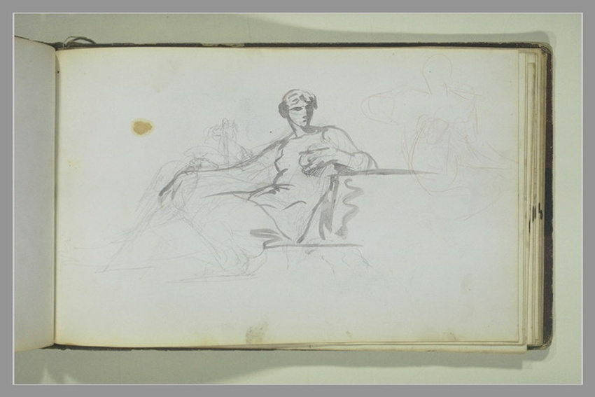 Adolphe Yvon - Une femme assise ; figures