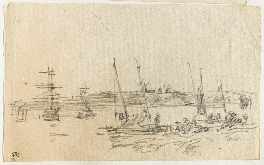 Eugène Boudin - Anse avec plusieurs bateaux