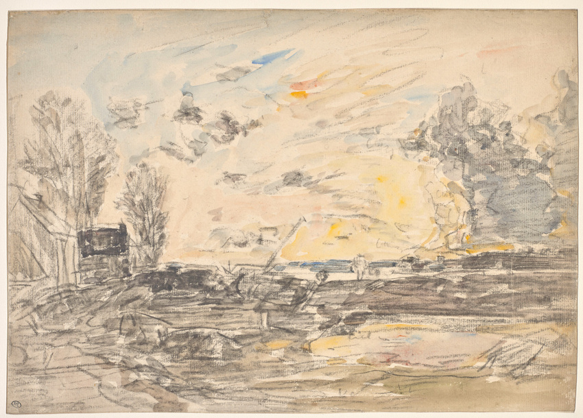 Eugène Boudin - Paysage au soleil couchant
