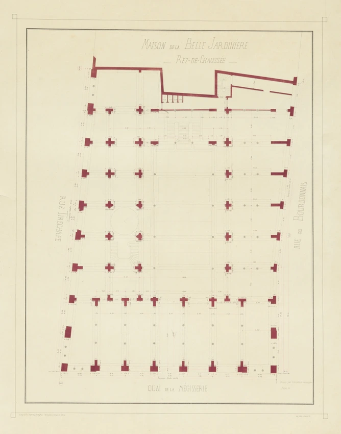 Maison de la Belle Jardinière, nouveau magasin, tirage autographié du rez-de-chaussée, deuxième état - Henri Blondel