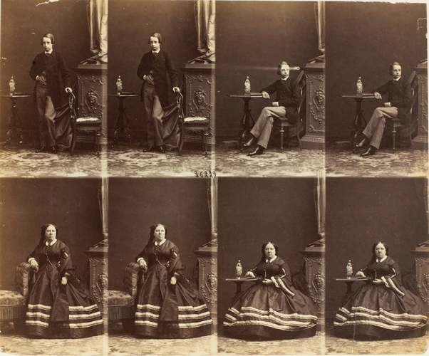André Adolphe Eugène Disdéri - Mme. Curwen et une jeune garçon en huit poses, qu...