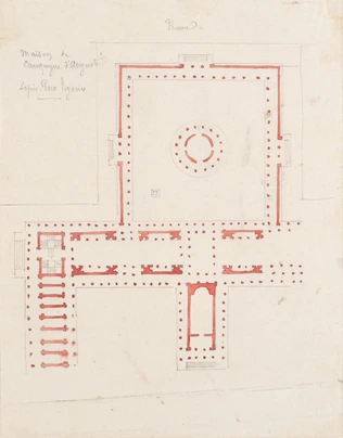 Edouard Villain - Plan de la maison de campagne d’Auguste, Rome, d’après Poro Li...