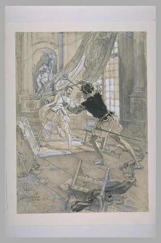 Daniel Urrabieta Vierge - Projet d'illustration : scène de duel à l'épée