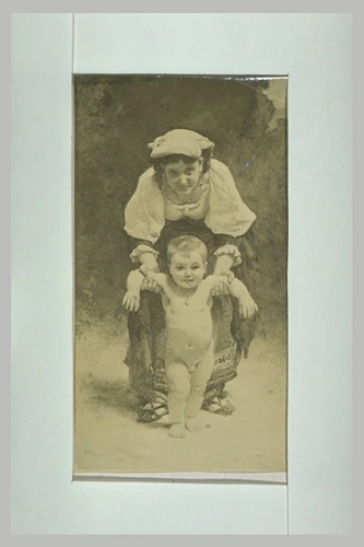 Léon Bonnat - Paysanne tenant son enfant par les bras