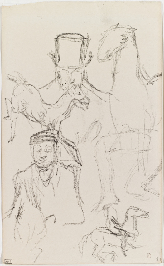 Pierre Bonnard - Page d'étude avec personnages, chevaux et cavaliers et jambes