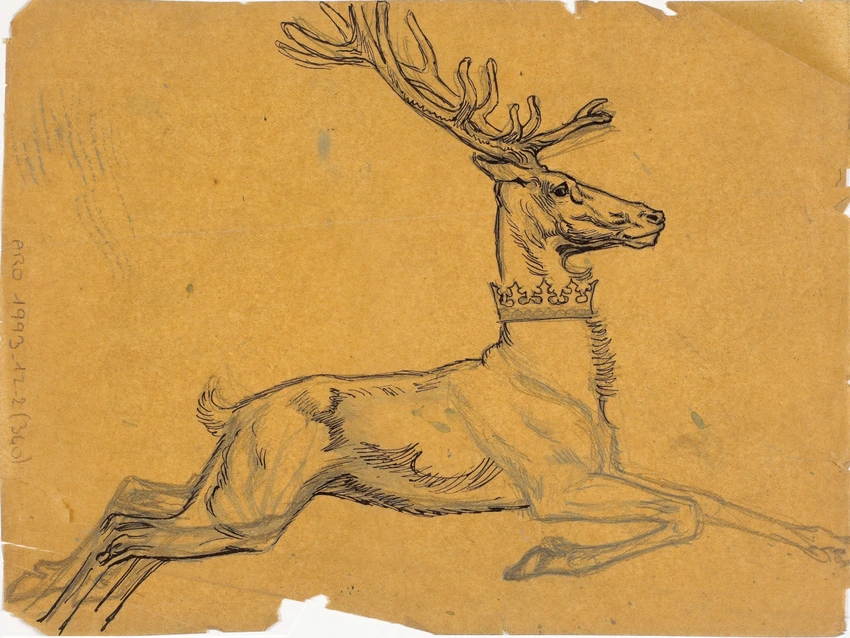Cerf avec une couronne autour du cou - Eugène Grasset