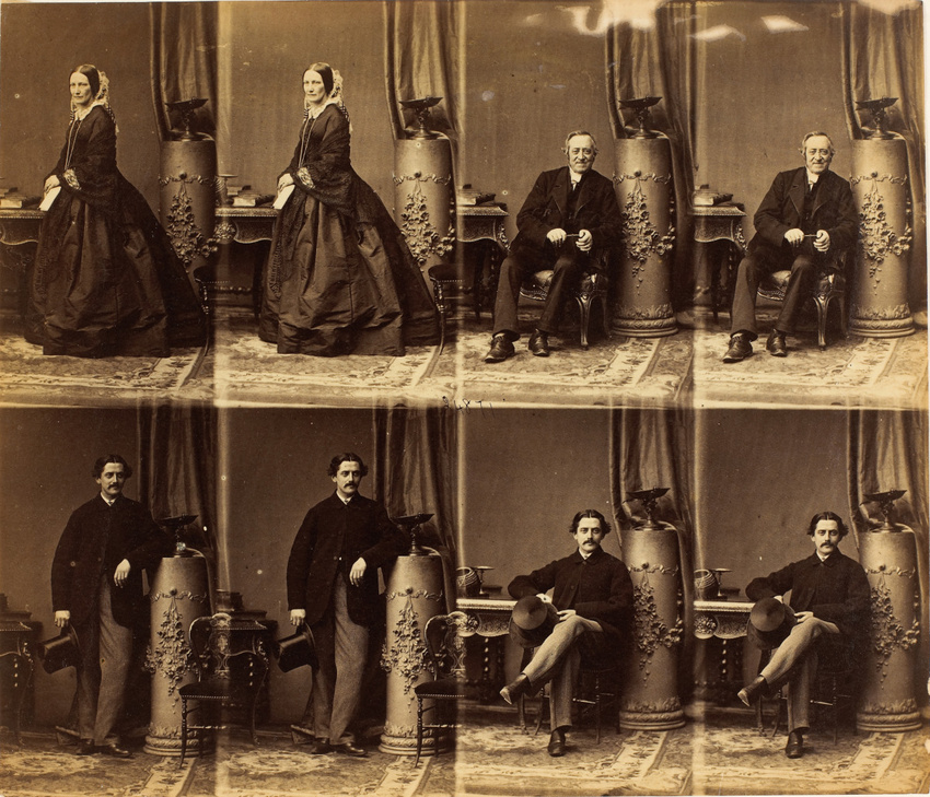 André Adolphe Eugène Disdéri - Bishop Fitzgerald Day en deux poses, une femme en...