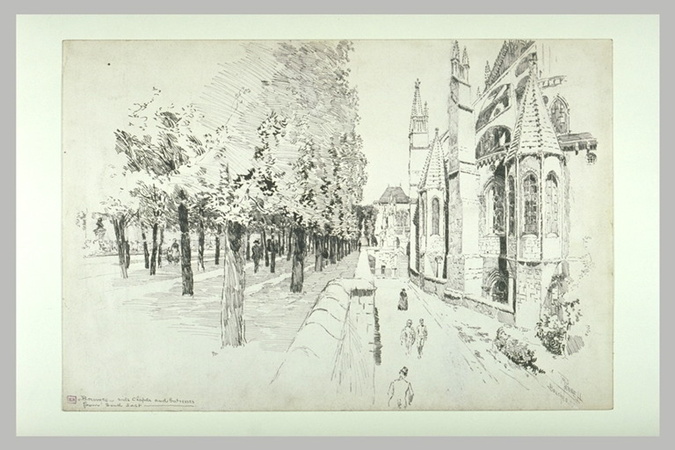 Joseph Pennell - Le chevet de la cathédrale de Bourges et les remparts