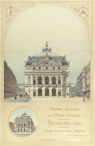Henri Schmit - Projet de reconstruction de l'Opéra Comique : façade sur la Place...