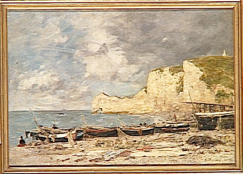 Eugène Boudin - Etretat, la falaise Amont