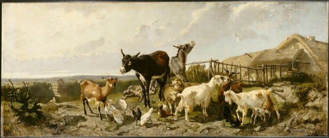 Giuseppe Palizzi - Le Printemps, "Les troupeaux du fermier se plaisent dans les ...