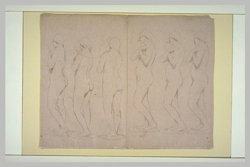 Paul Dubois - Six études d'une femme debout, les mains croisées sur sa poitrine