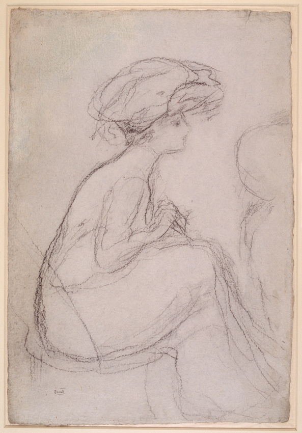 Pierre Bonnard - Jeune femme coiffée d'un grand chapeau, assise, de profil à dro...