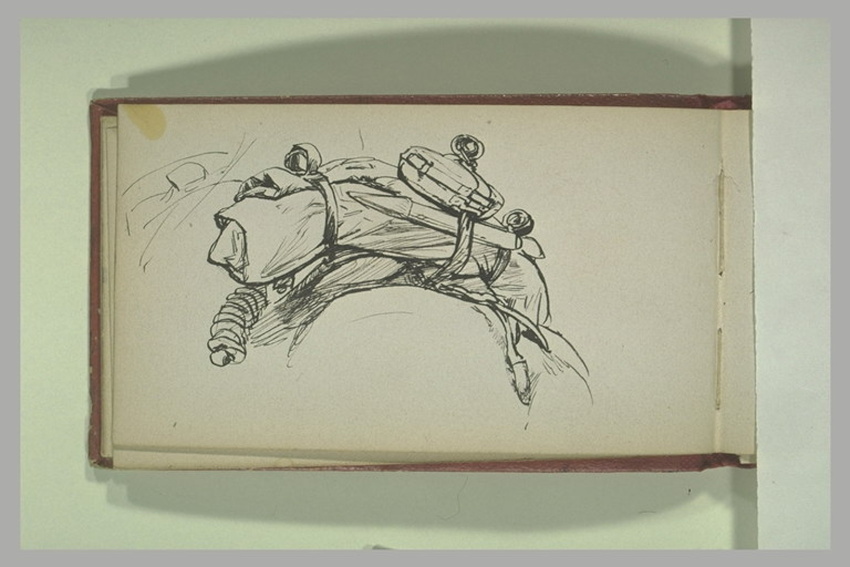 Alphonse de Neuville - Barda sur une selle d'un cheval
