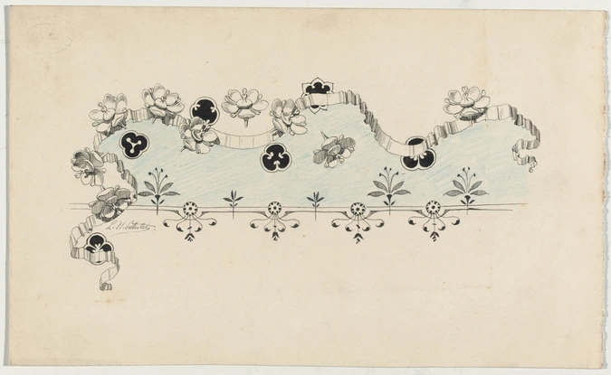 Louis Henri Poterlet - Frise décorative de rubans, de fleurs, de motifs stylisés