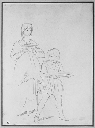 Edouard Manet - Femme et jeune garçon portant des plats
