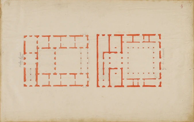 Deux plans du Palais Lecari, rez-de-chaussée et premier étage - Louis Boitte