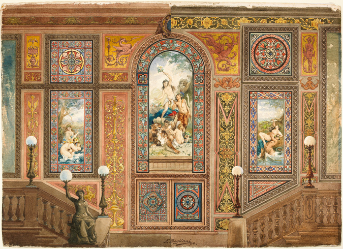 Enrico Bogliani - Etude de décor mural pour un vestibule