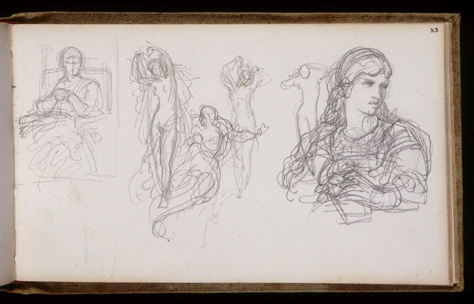 William Bouguereau - Femme en buste et figure lisant