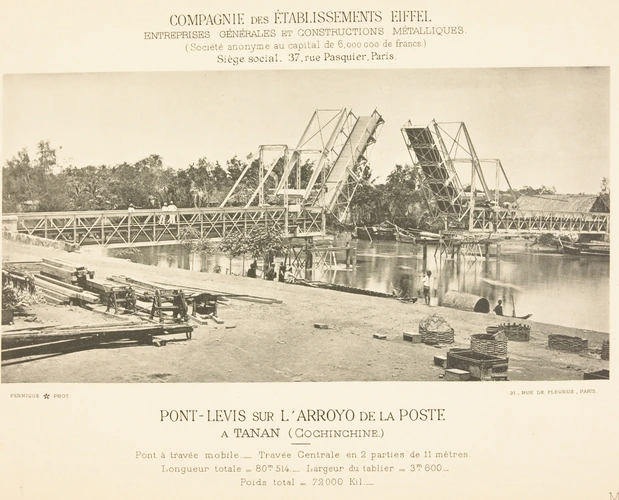 Albert Fernique - Le Pont-levis sur l'Arroyo de la Poste à Tanan (Cochinchine)