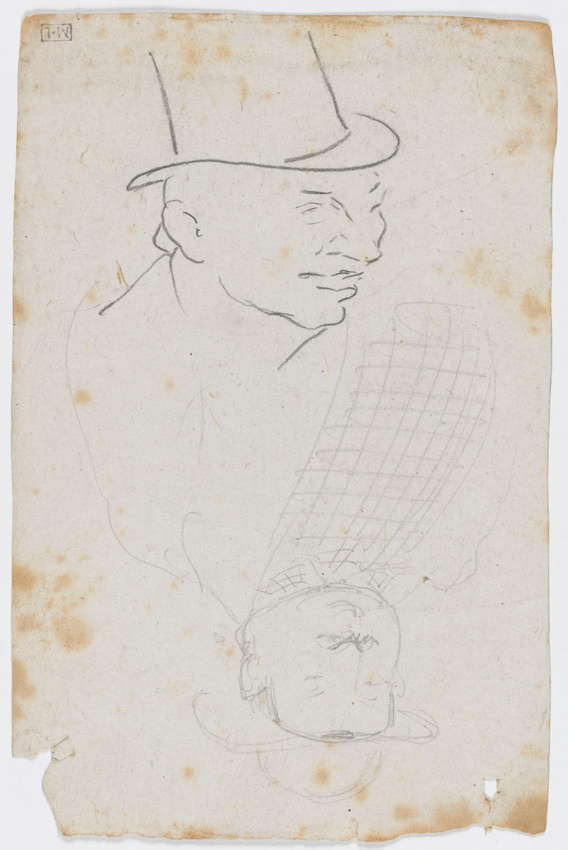 René Hermann-Paul - Croquis d'un homme à mi-corps, de face, coiffé d'un chapeau,...