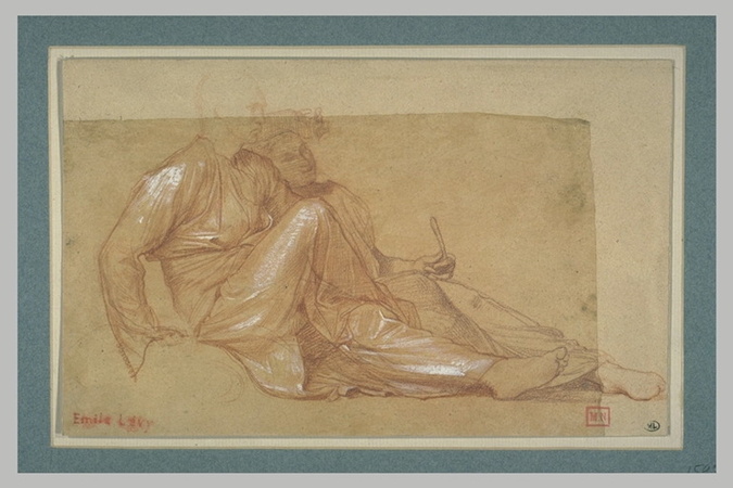 Emile Lévy - Homme et femme assis, vêtus à l'antique