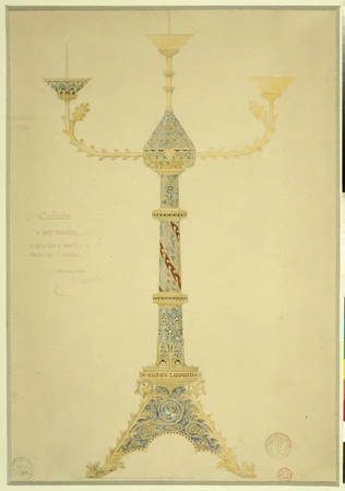 Eugène Viollet-le-Duc - Projet de candélabre à sept branches