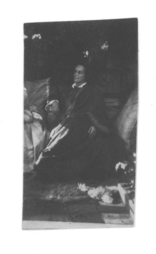 Auguste Vacquerie - Madame Victor Hugo assise dans la serre de Marine Terrace