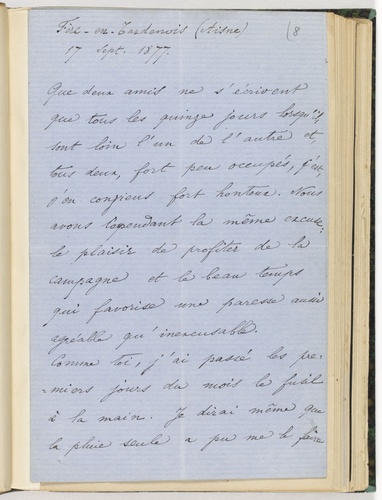 Etienne Moreau-Nélaton - 17 septembre 1877, Fère-en-Tardenois, à Louis de Launay