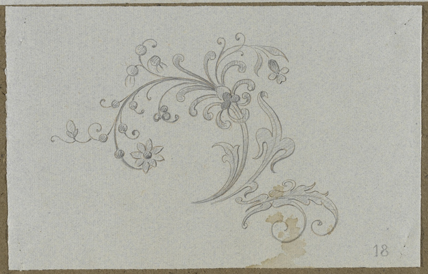 Emile Gallé - Modèles de décor : ornement floral ave fleur de lys