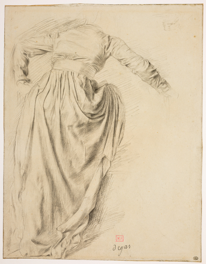 Edgar Degas - Etude de draperie pour une femme de dos, montant dans un char
