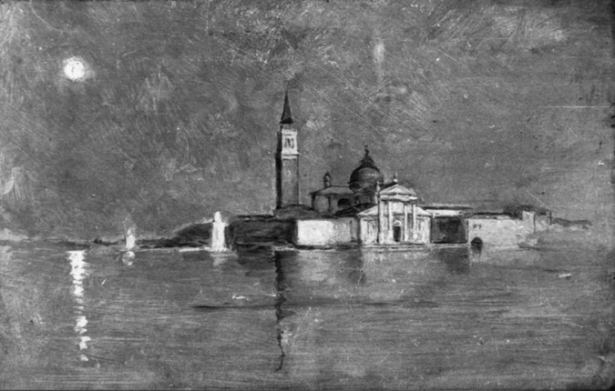 Ernest Meissonier - Vue de San Giorgio Maggiore à Venise, clair de lune