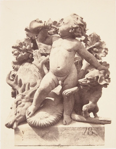 Edouard Baldus - "La Chasse", sculpture d'Auguste Jean Baptiste Lechesne, décor ...