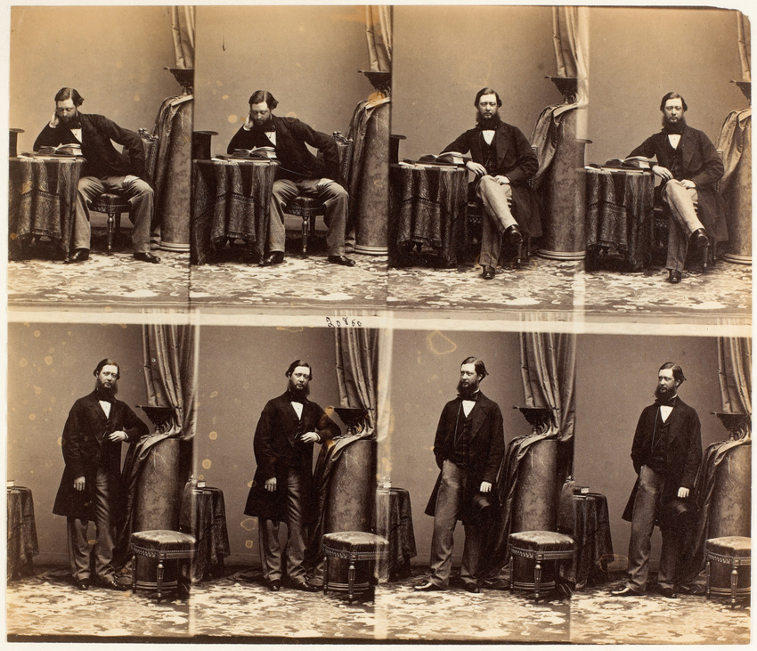 André Adolphe Eugène Disdéri - M. Monson en huit poses, quatre assis et quatre e...