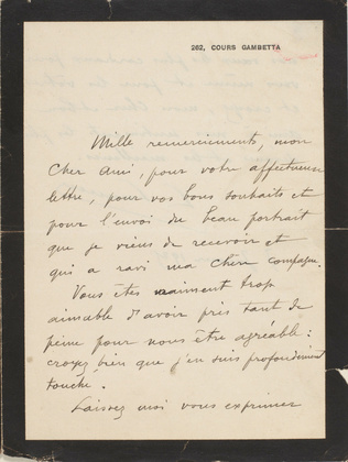 Louis Lumière - Remerciements après décès pour une photographie du disparu, sign...