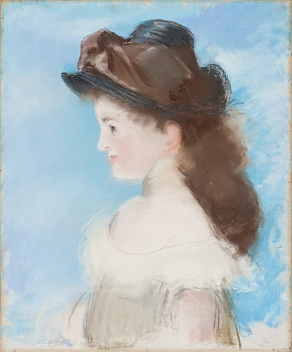 Portrait de Mademoiselle Hecht, de profil en chapeau - Edouard Manet