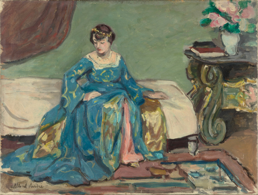 Albert André - Jacqueline, fille du peintre, en robe Renaissance