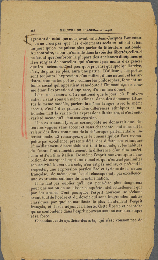 Guillaume Apollinaire - Mercure de France - I-XII-1918. p. 385 à 396, L'Esprit n...